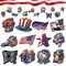 36 Pcs 4th of July Wooden Ornaments,Memorial Day Red White Blue Christmas Tree Decorations American Flag Bald Eagle Star Badge Hanging Ornaments for Independence Day Party